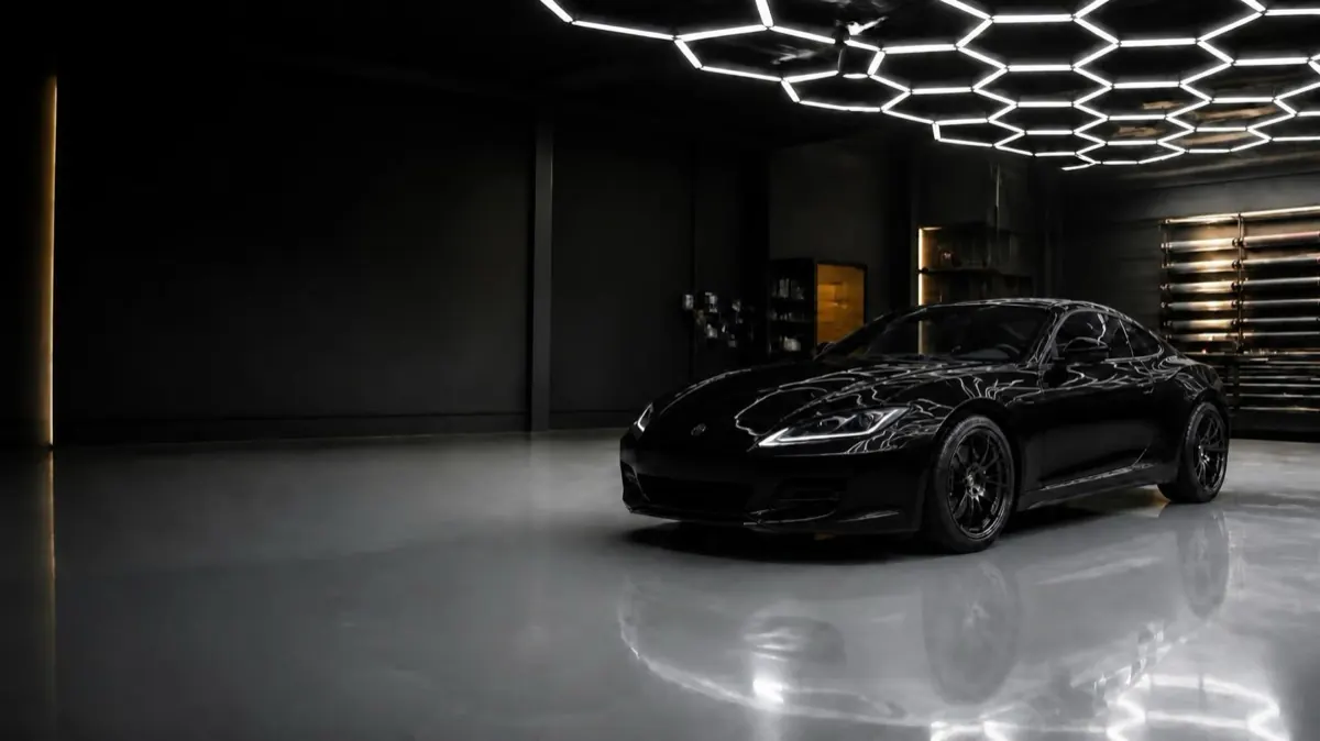 グロスブラックにラッピングした車のイメージ