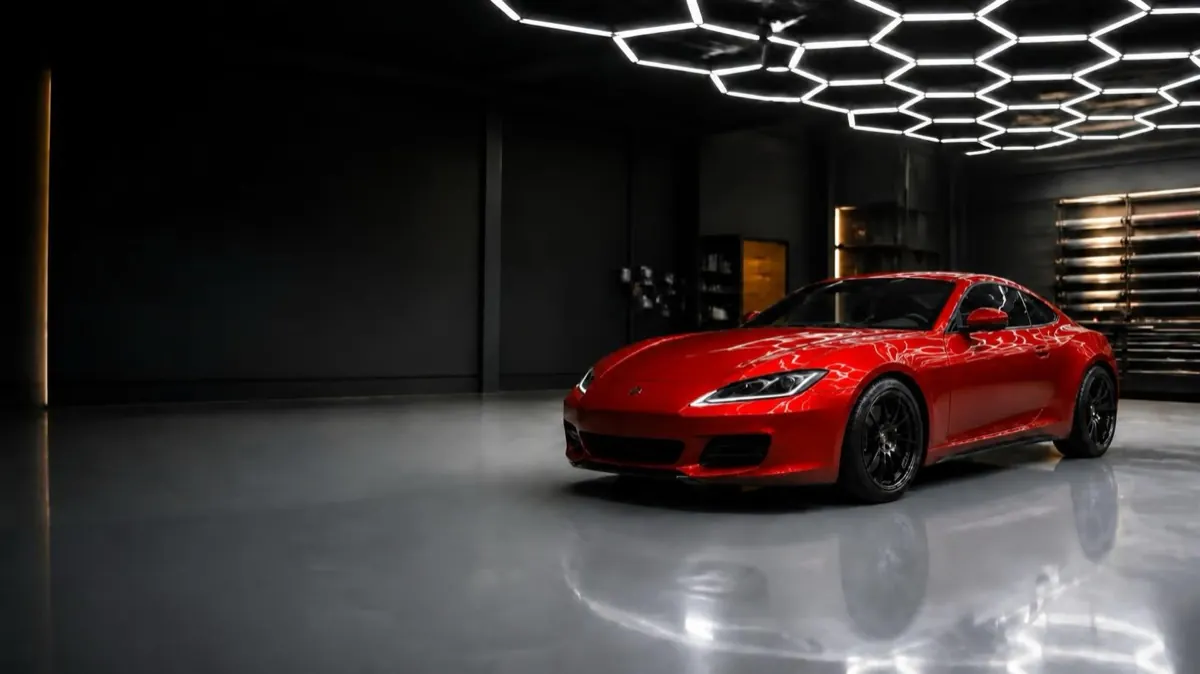 グロスレッドにラッピングした車のイメージ