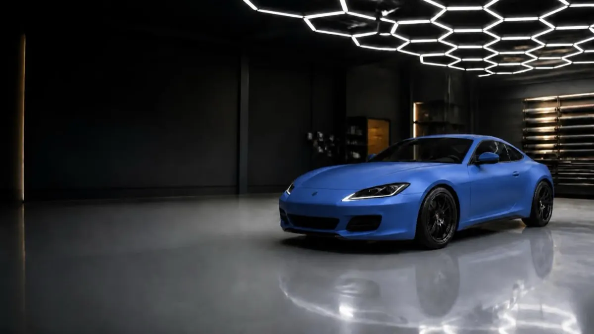 マットブルーにラッピングした車のイメージ